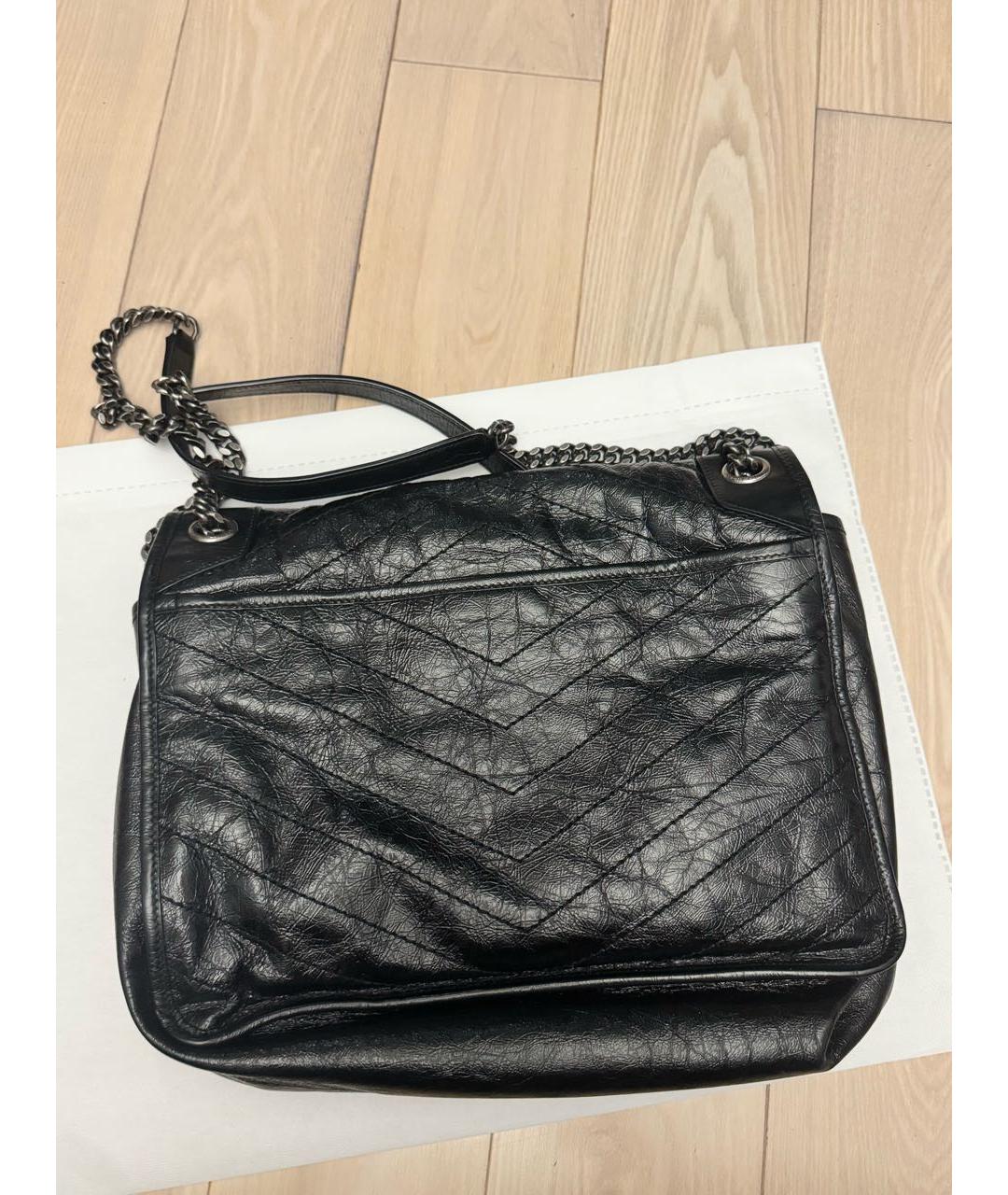 SAINT LAURENT Черная кожаная сумка через плечо, фото 2