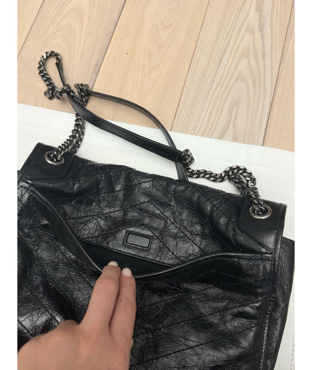 SAINT LAURENT Черная кожаная сумка через плечо, фото 8