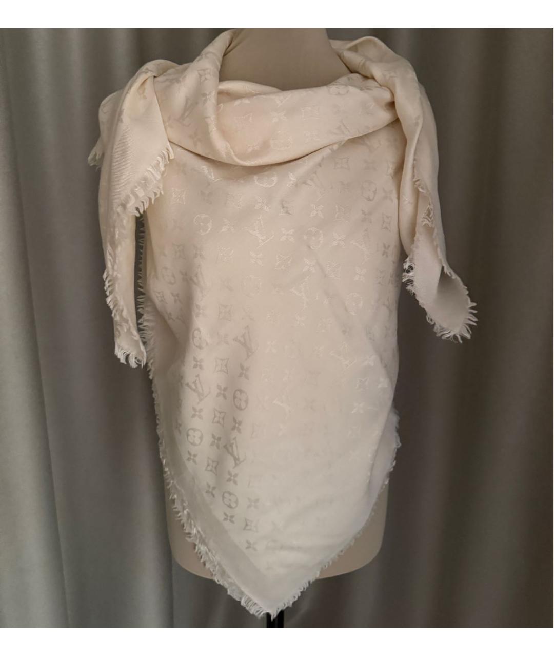 LOUIS VUITTON Бежевый шерстяной платок, фото 2