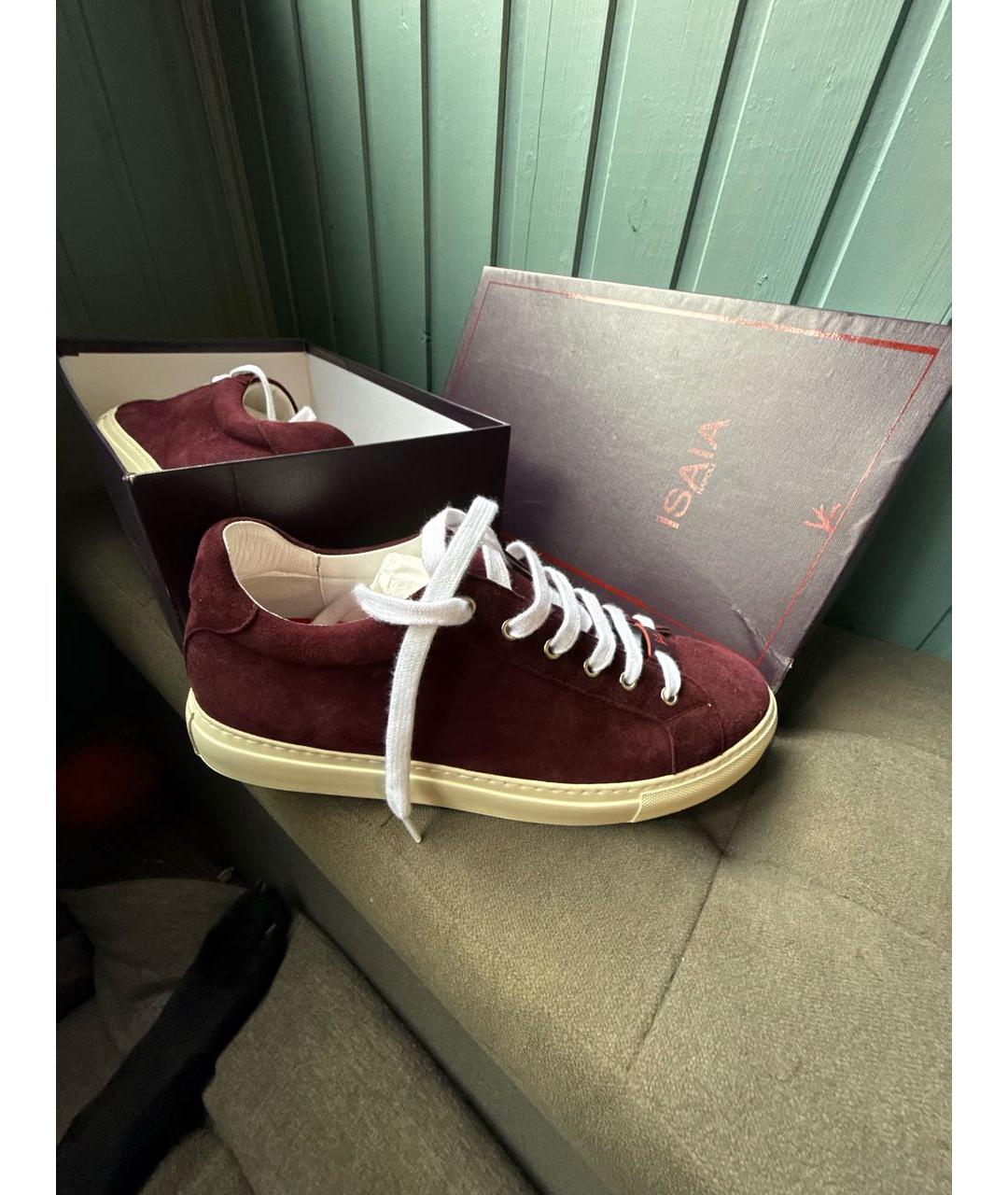 ISAIA Фиолетовые замшевые низкие кроссовки / кеды, фото 4