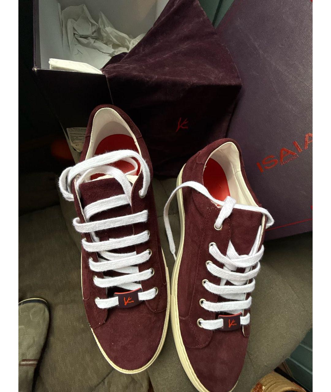 ISAIA Фиолетовые замшевые низкие кроссовки / кеды, фото 3