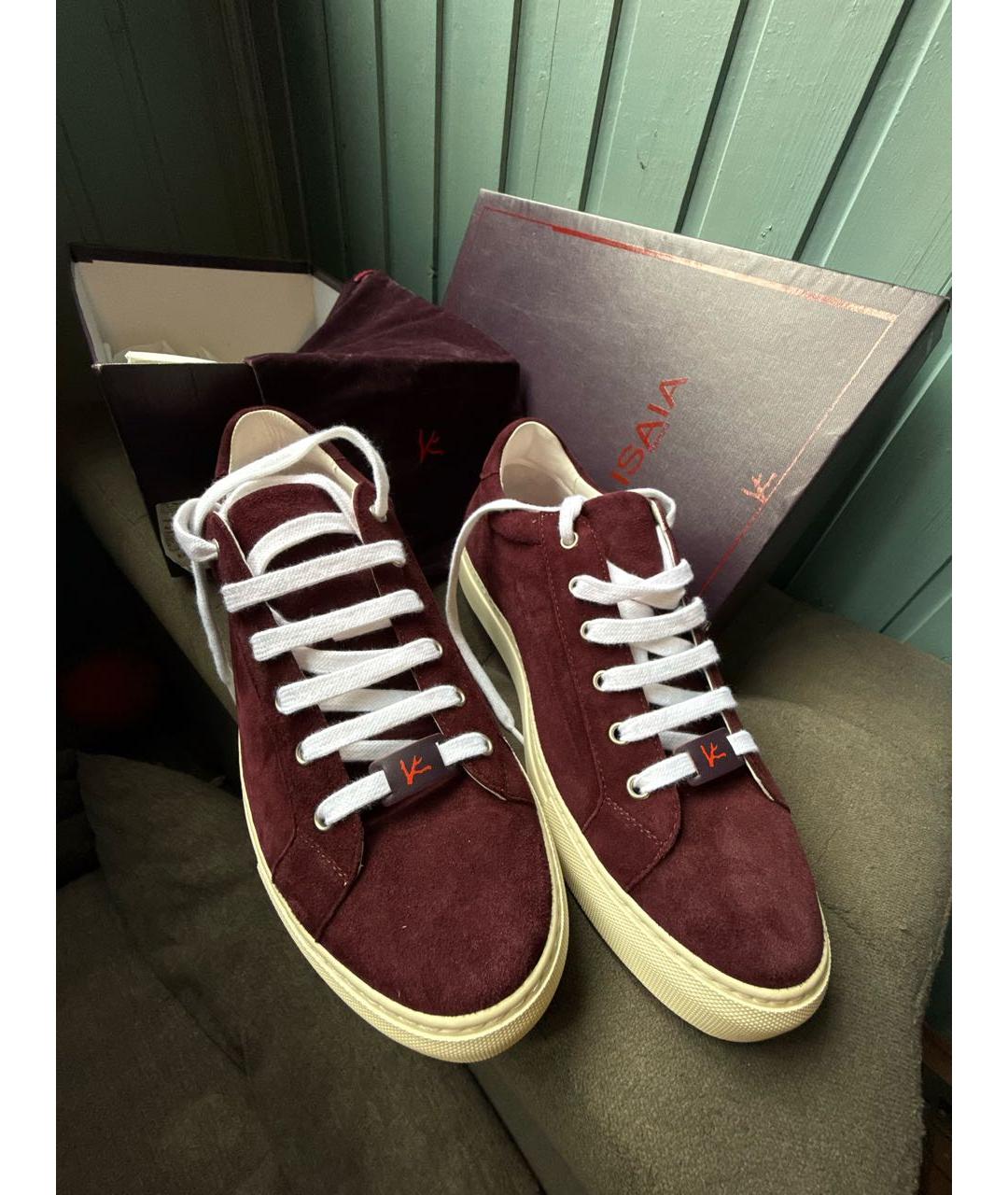 ISAIA Фиолетовые замшевые низкие кроссовки / кеды, фото 2