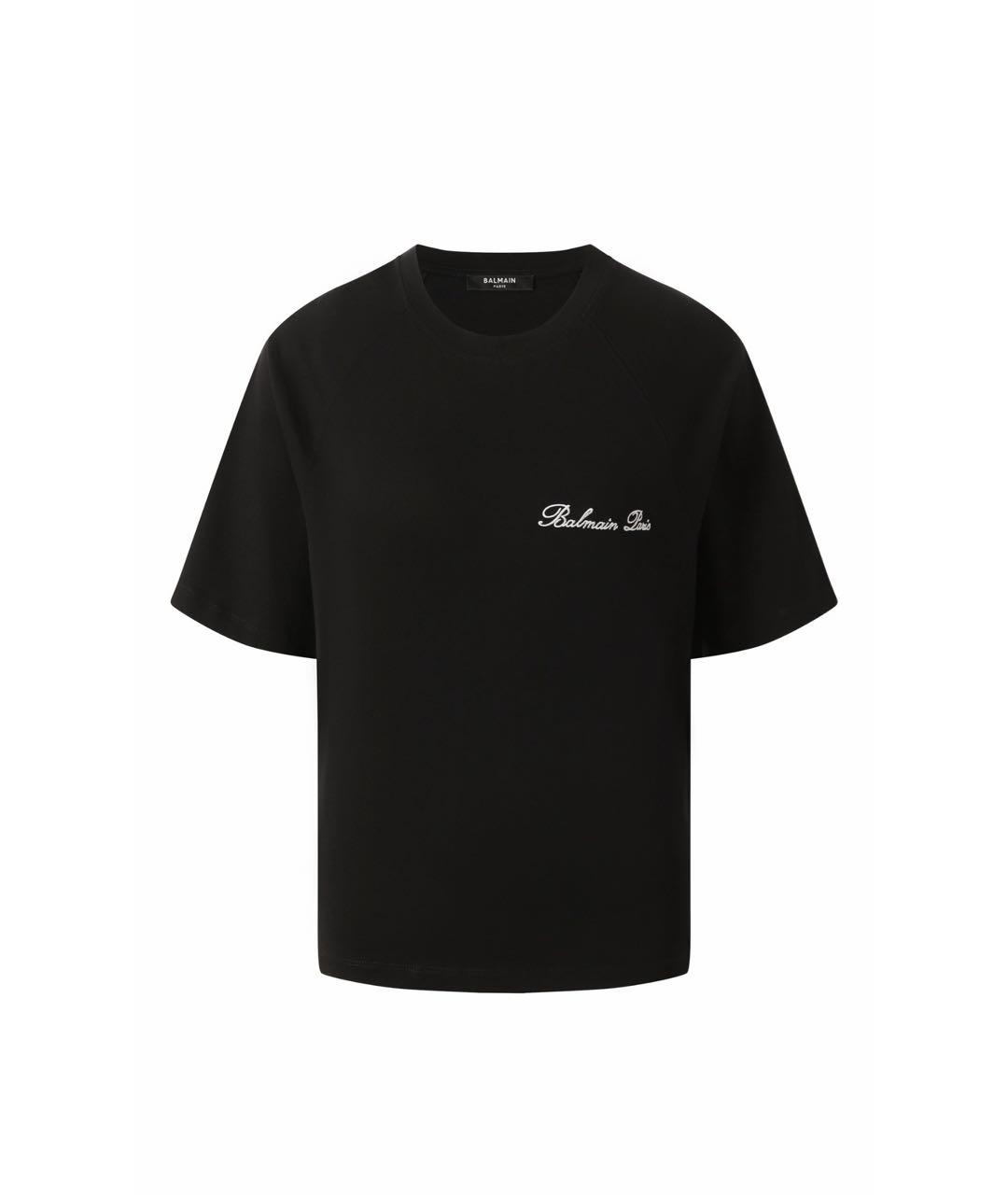 BALMAIN Черная хлопковая футболка, фото 1