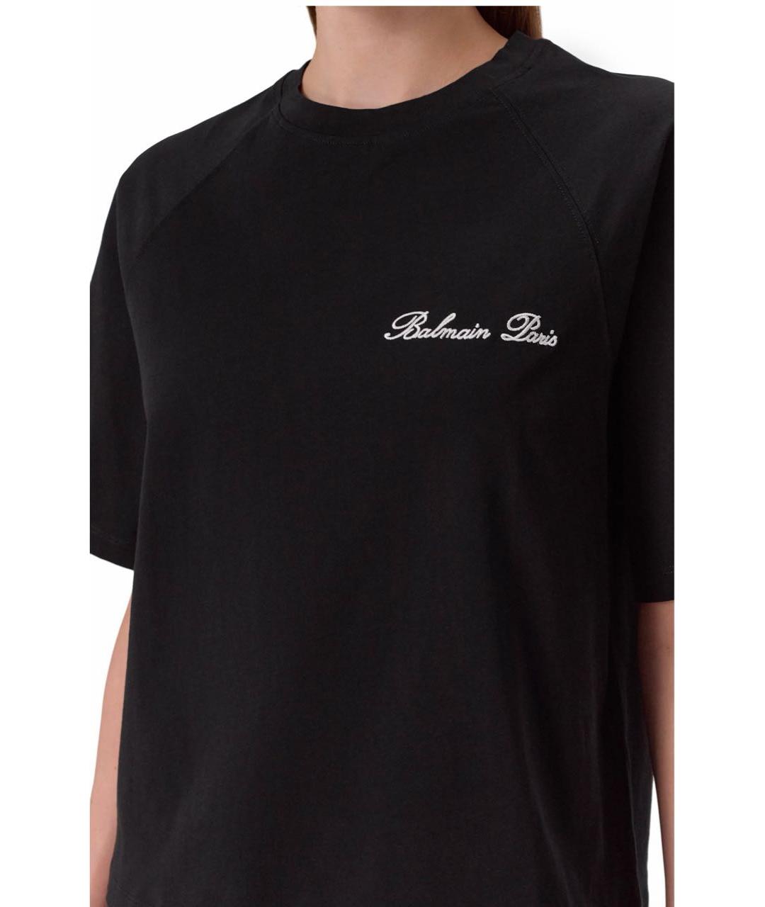 BALMAIN Черная хлопковая футболка, фото 4
