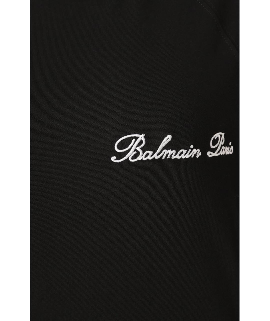 BALMAIN Черная хлопковая футболка, фото 5