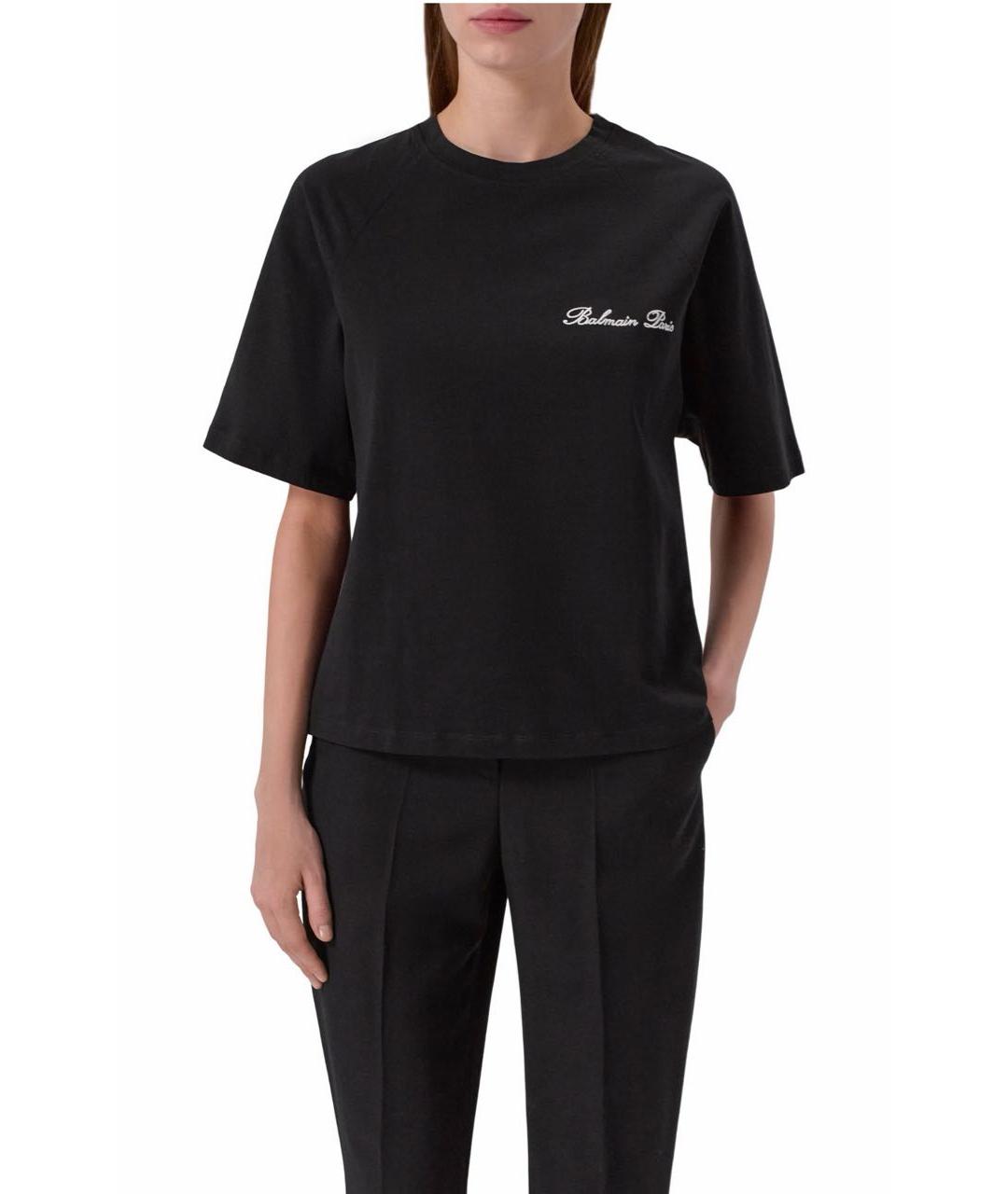 BALMAIN Черная хлопковая футболка, фото 3