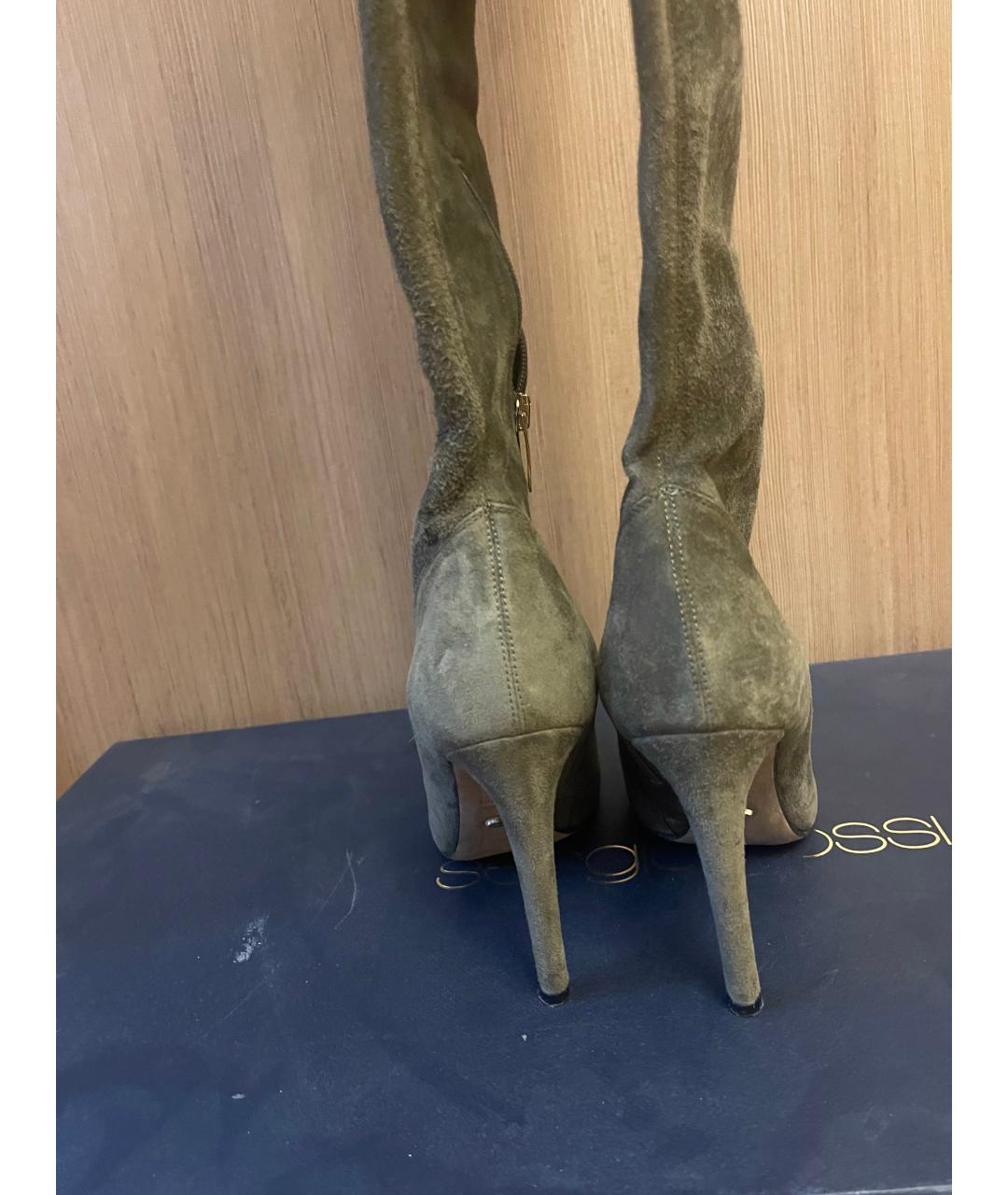 SERGIO ROSSI Коричневые замшевые ботфорты, фото 4