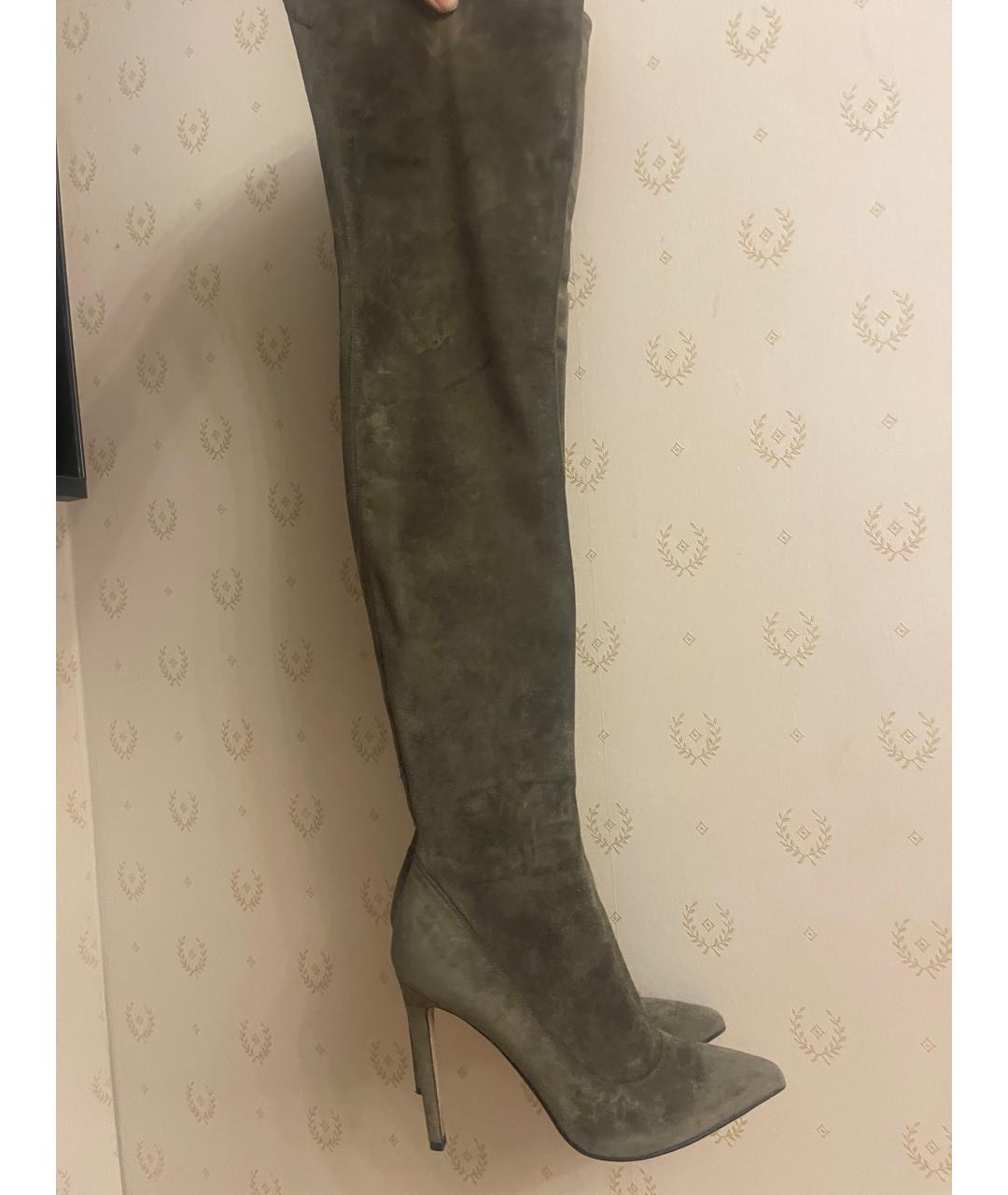 SERGIO ROSSI Коричневые замшевые ботфорты, фото 6