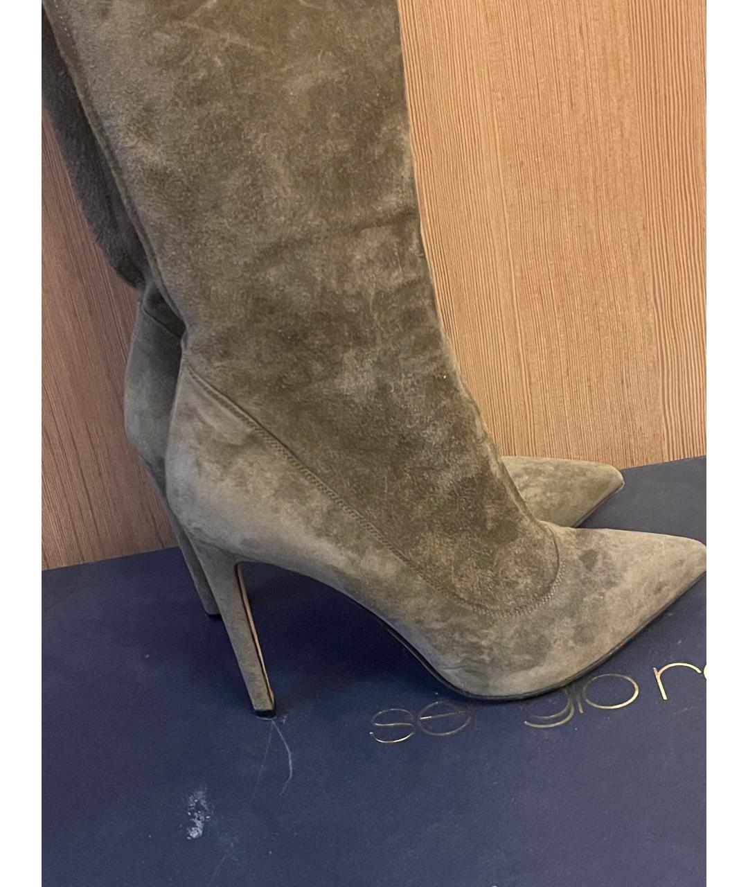 SERGIO ROSSI Коричневые замшевые ботфорты, фото 3