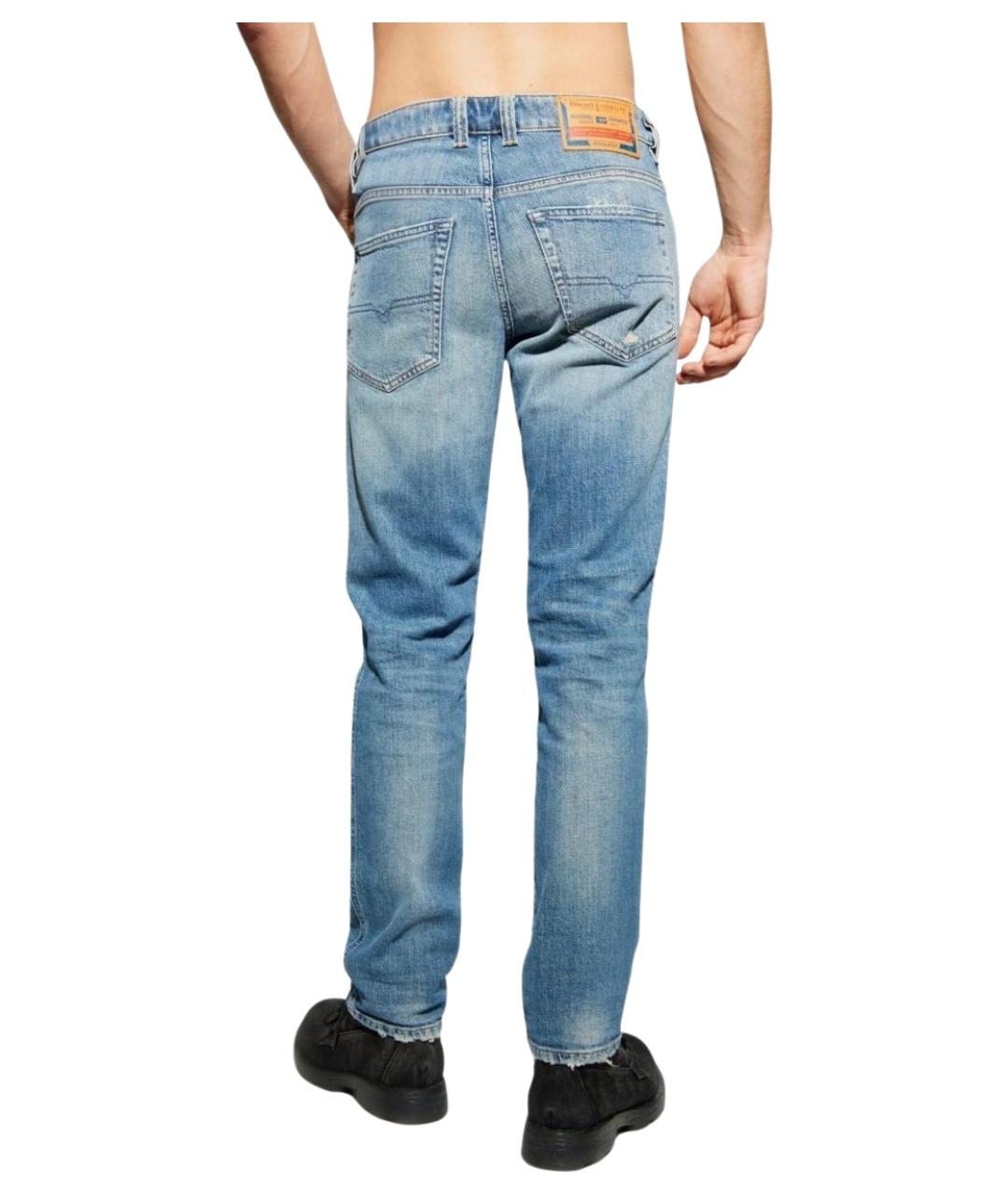 DIESEL Голубые хлопко-эластановые прямые джинсы, фото 3