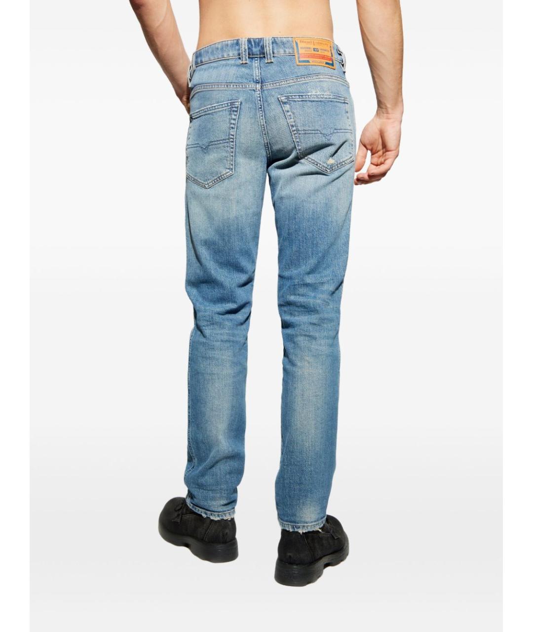 DIESEL Голубые хлопко-эластановые прямые джинсы, фото 3