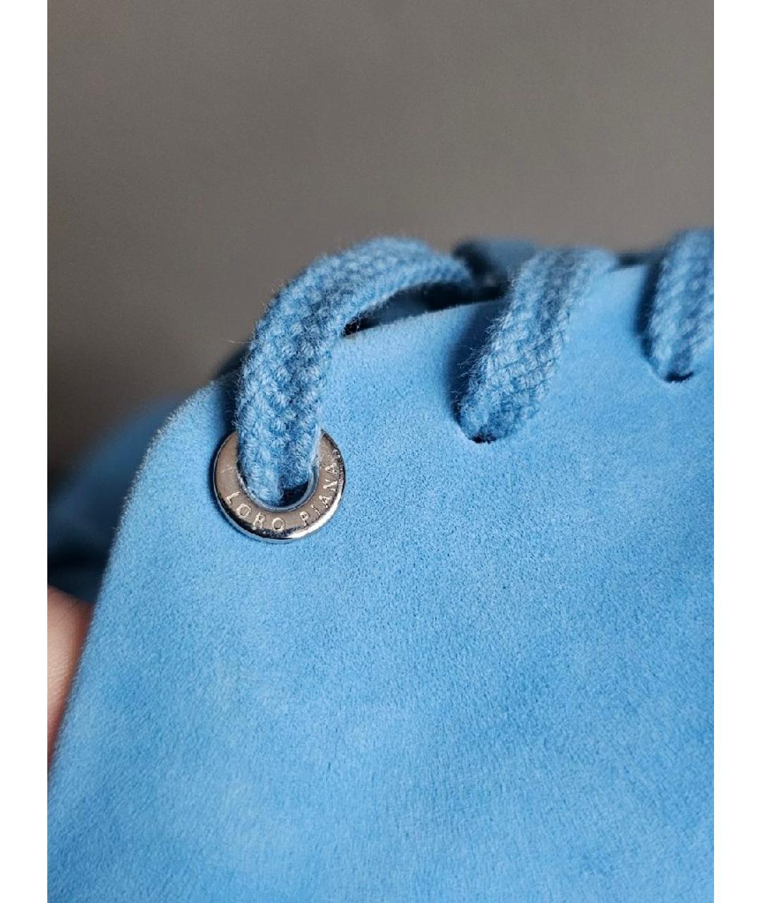 LORO PIANA Голубые замшевые кеды, фото 8