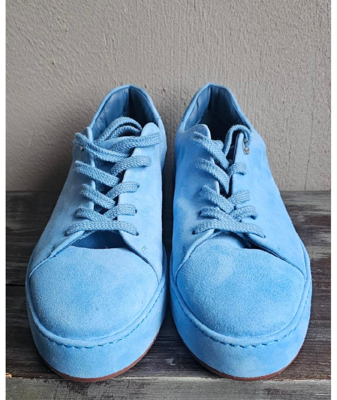 LORO PIANA Голубые замшевые кеды, фото 2
