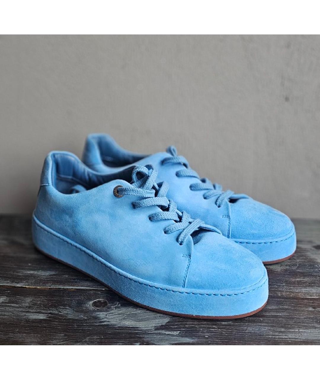 LORO PIANA Голубые замшевые кеды, фото 5