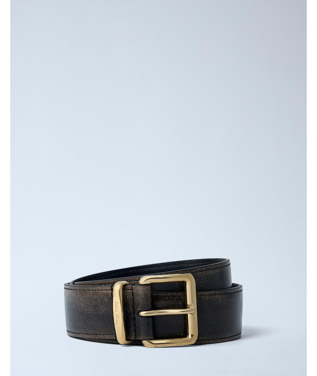 MIU MIU Коричневый кожаный ремень, фото 3