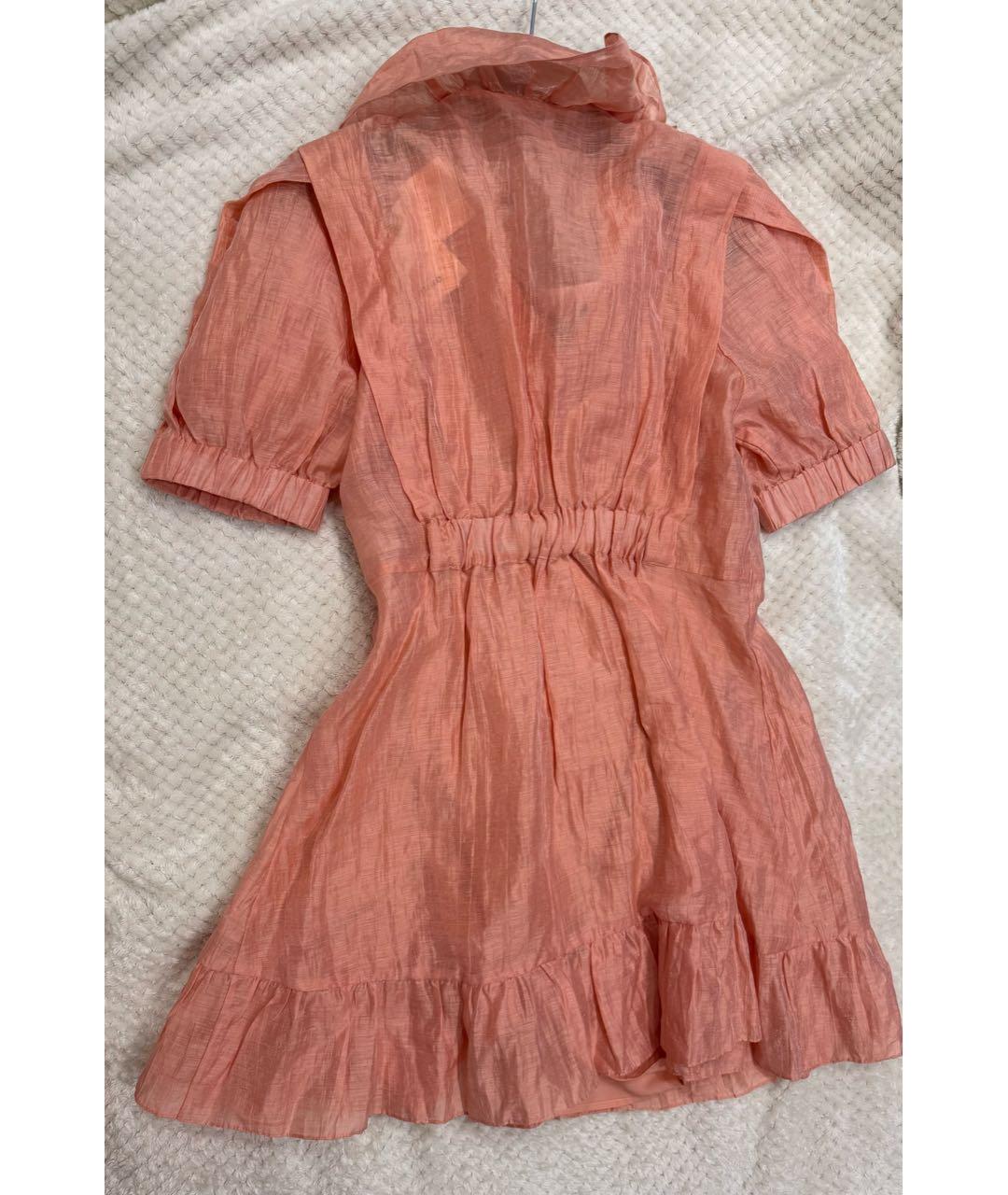 SANDRO Коралловое льняное повседневное платье, фото 6