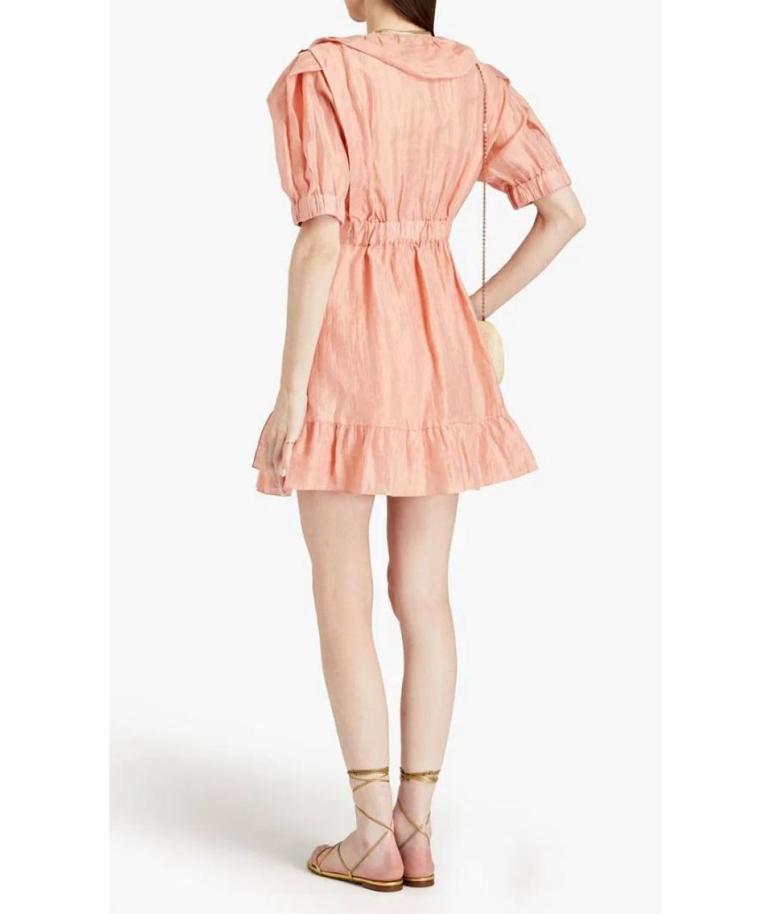 SANDRO Коралловое льняное повседневное платье, фото 8