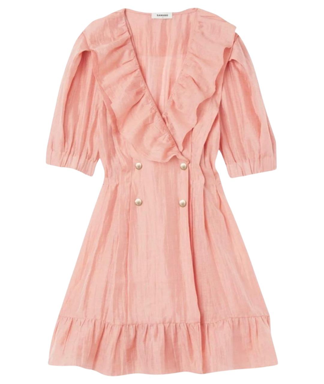 SANDRO Коралловое льняное повседневное платье, фото 1