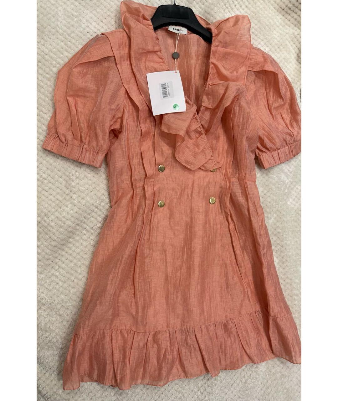 SANDRO Коралловое льняное повседневное платье, фото 2