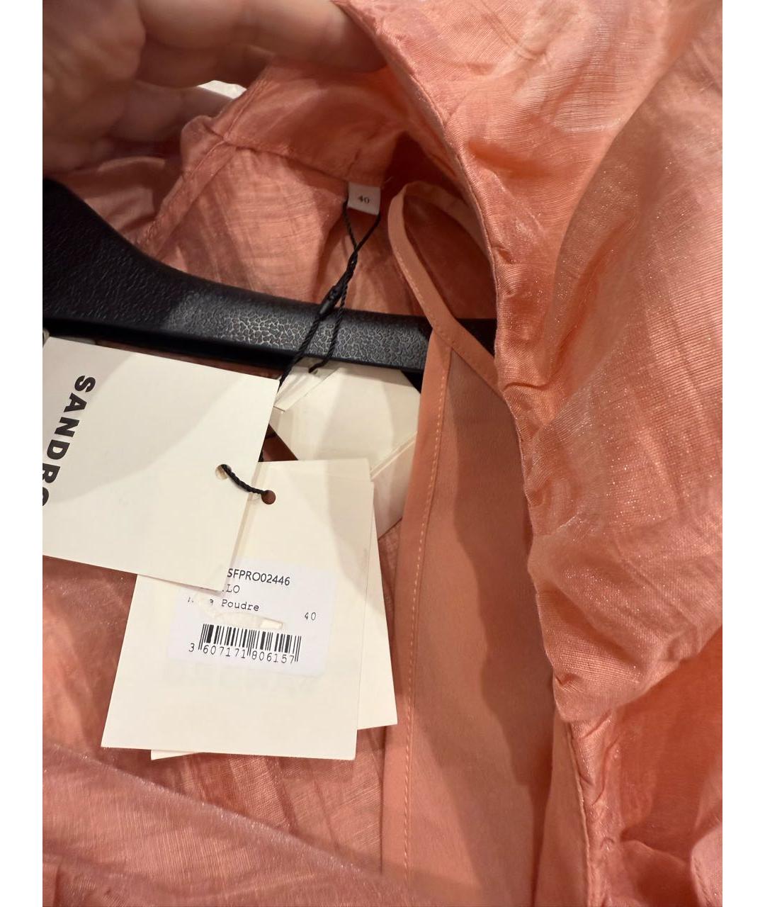 SANDRO Коралловое льняное повседневное платье, фото 4