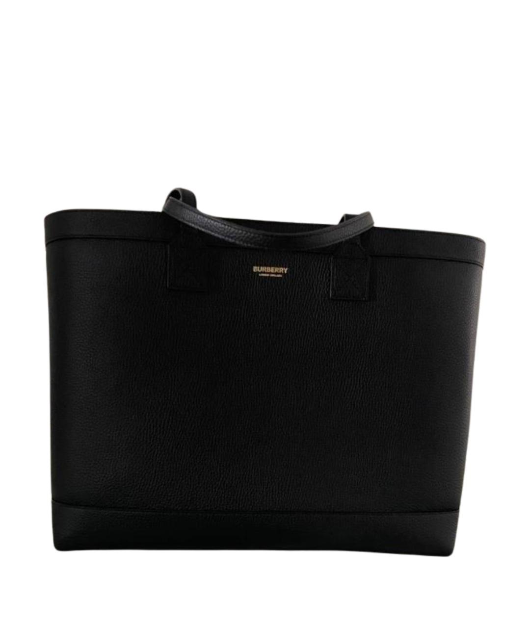 BURBERRY Черная кожаная сумка тоут, фото 1
