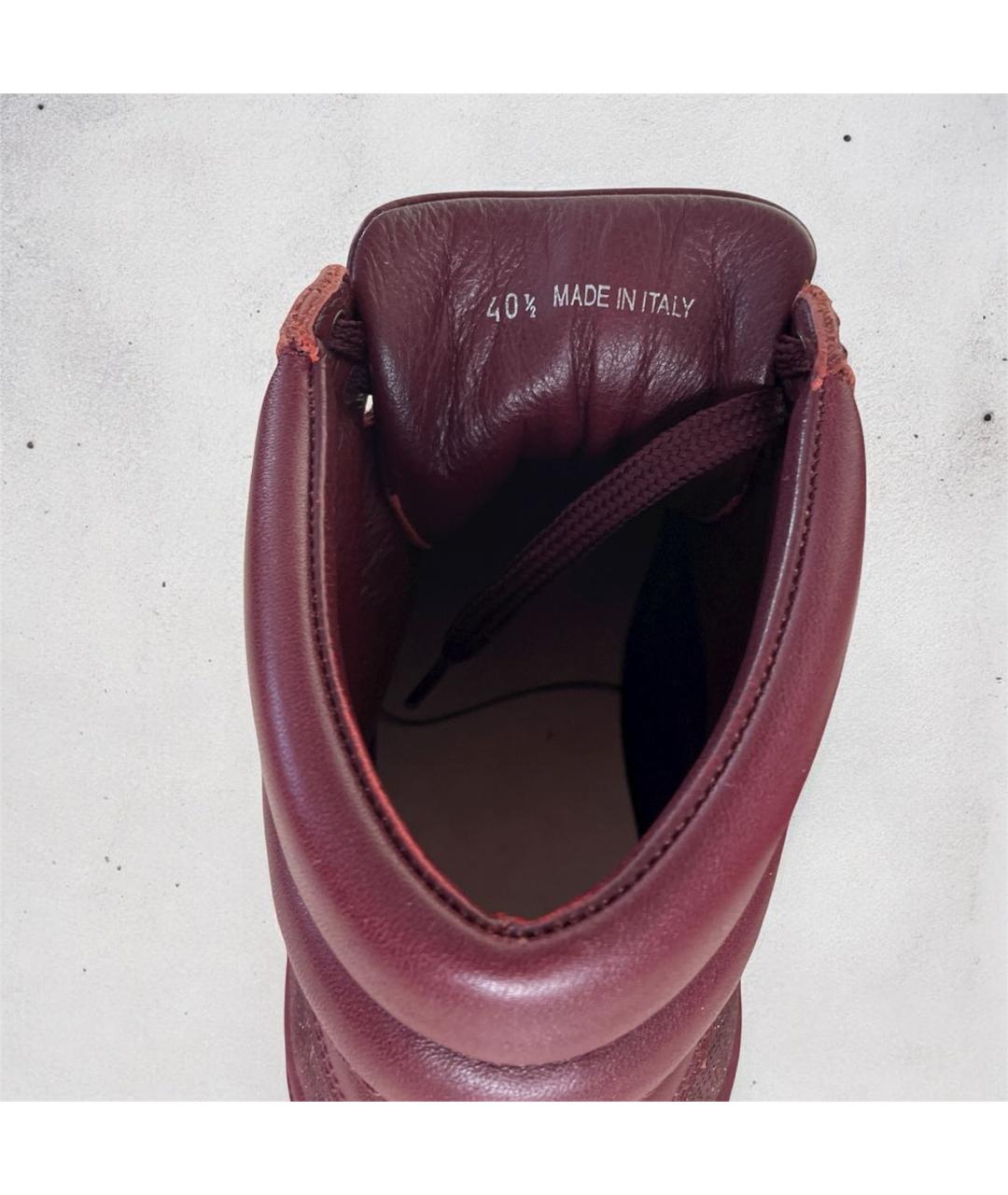 JIMMY CHOO Бордовые кожаные высокие кроссовки / кеды, фото 7