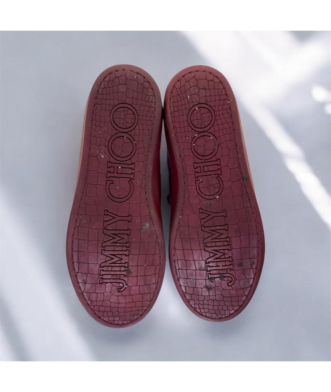 JIMMY CHOO Бордовые кожаные высокие кроссовки / кеды, фото 5