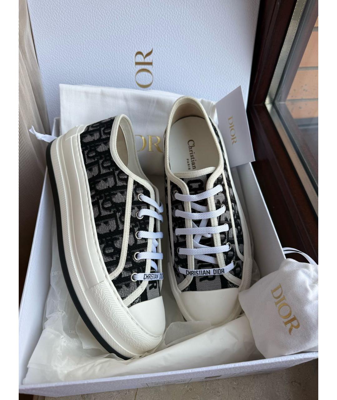 CHRISTIAN DIOR Серые текстильные кеды, фото 2