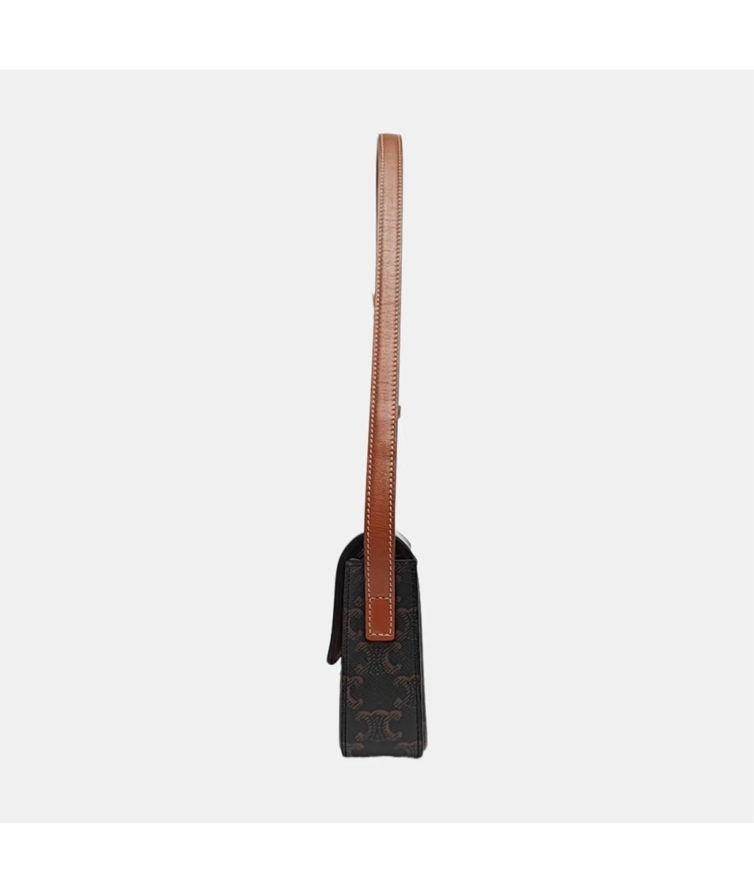 CELINE Коричневая кожаная сумка через плечо, фото 2