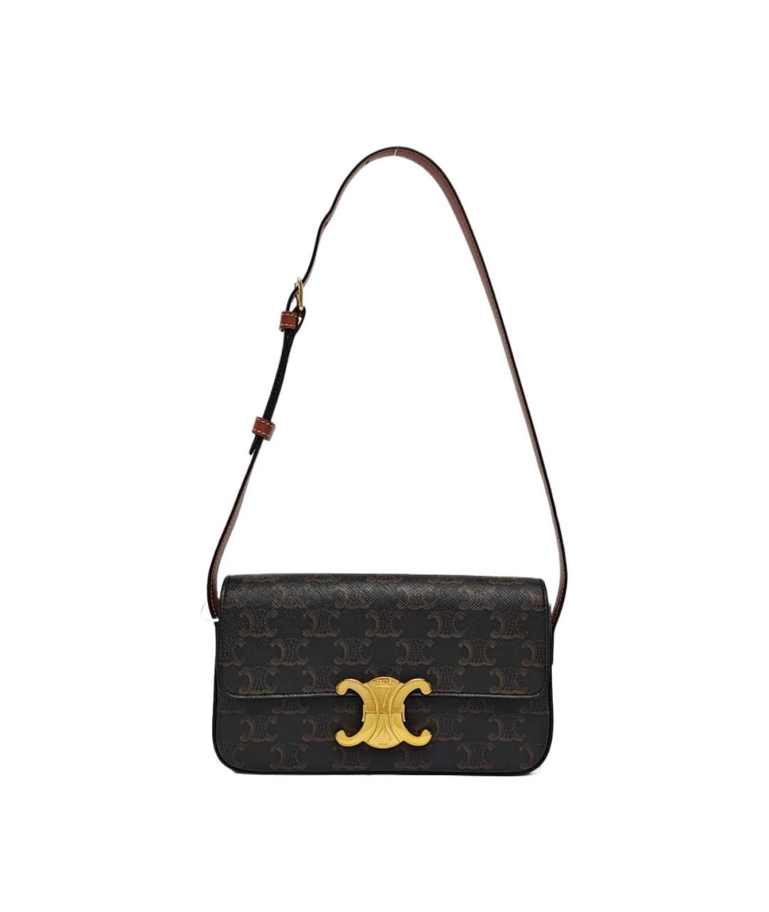 CELINE Коричневая кожаная сумка через плечо, фото 9