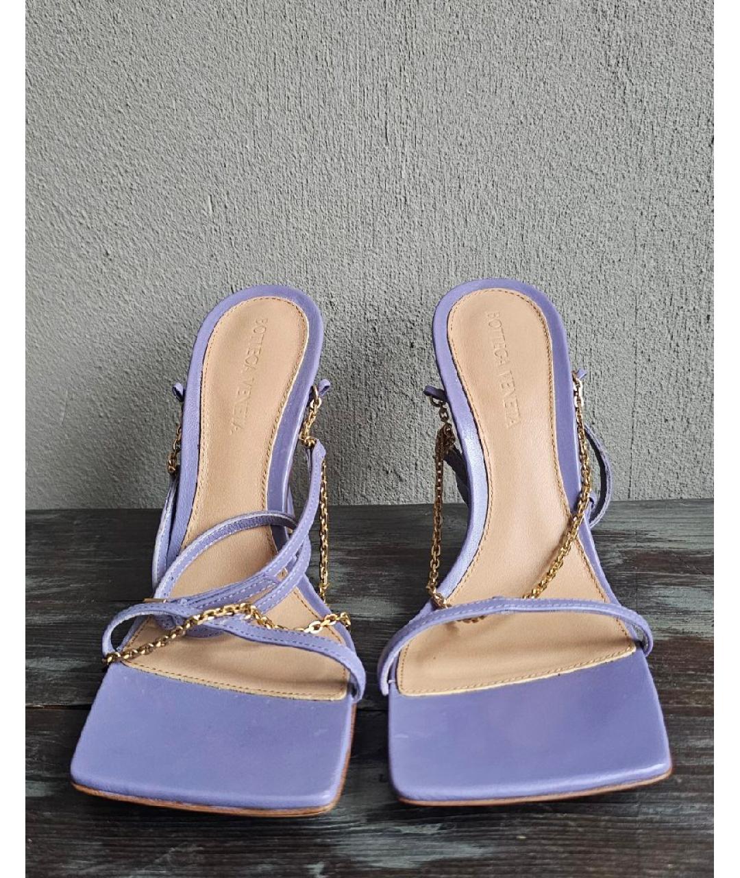 BOTTEGA VENETA Фиолетовые кожаные босоножки, фото 2