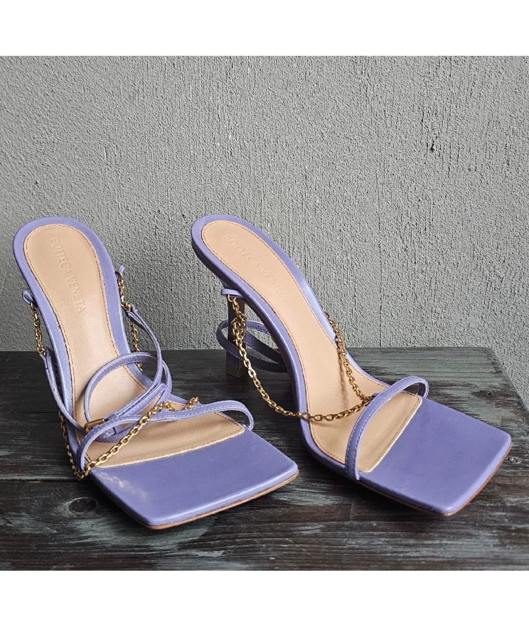 BOTTEGA VENETA Фиолетовые кожаные босоножки, фото 3