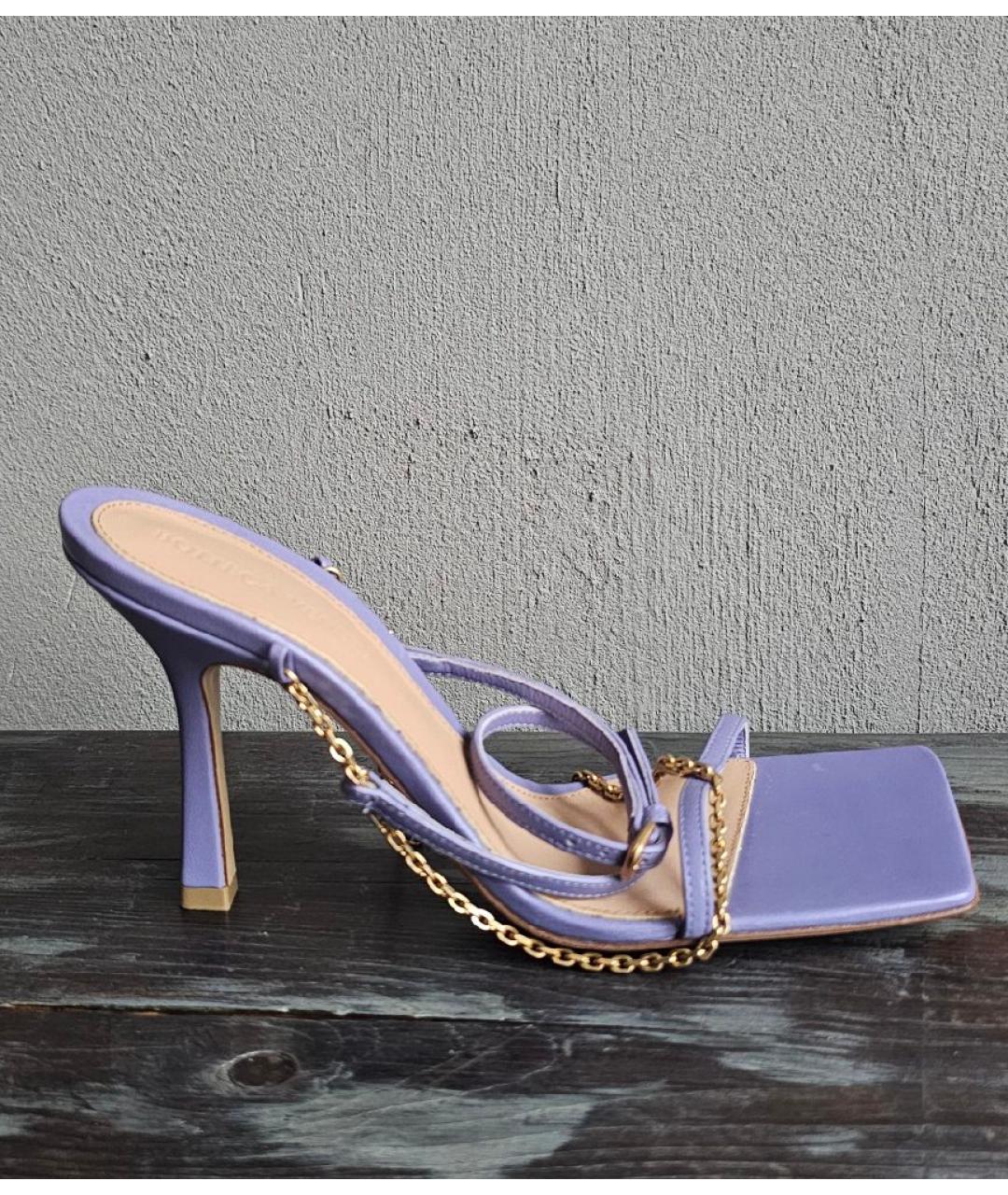 BOTTEGA VENETA Фиолетовые кожаные босоножки, фото 6