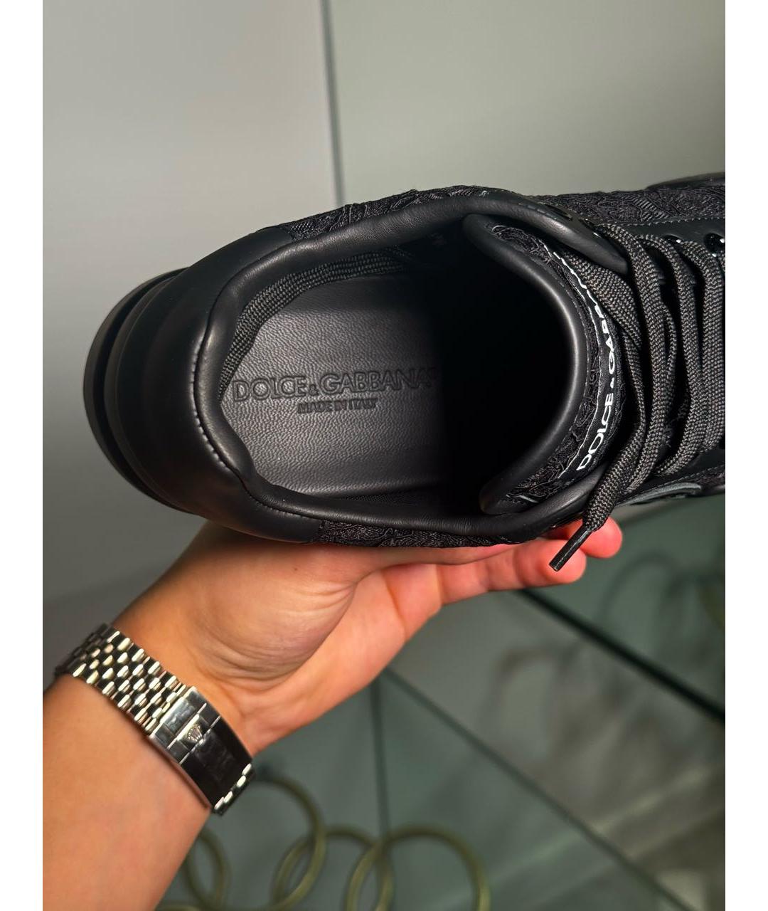 DOLCE&GABBANA Черные кожаные кеды, фото 4