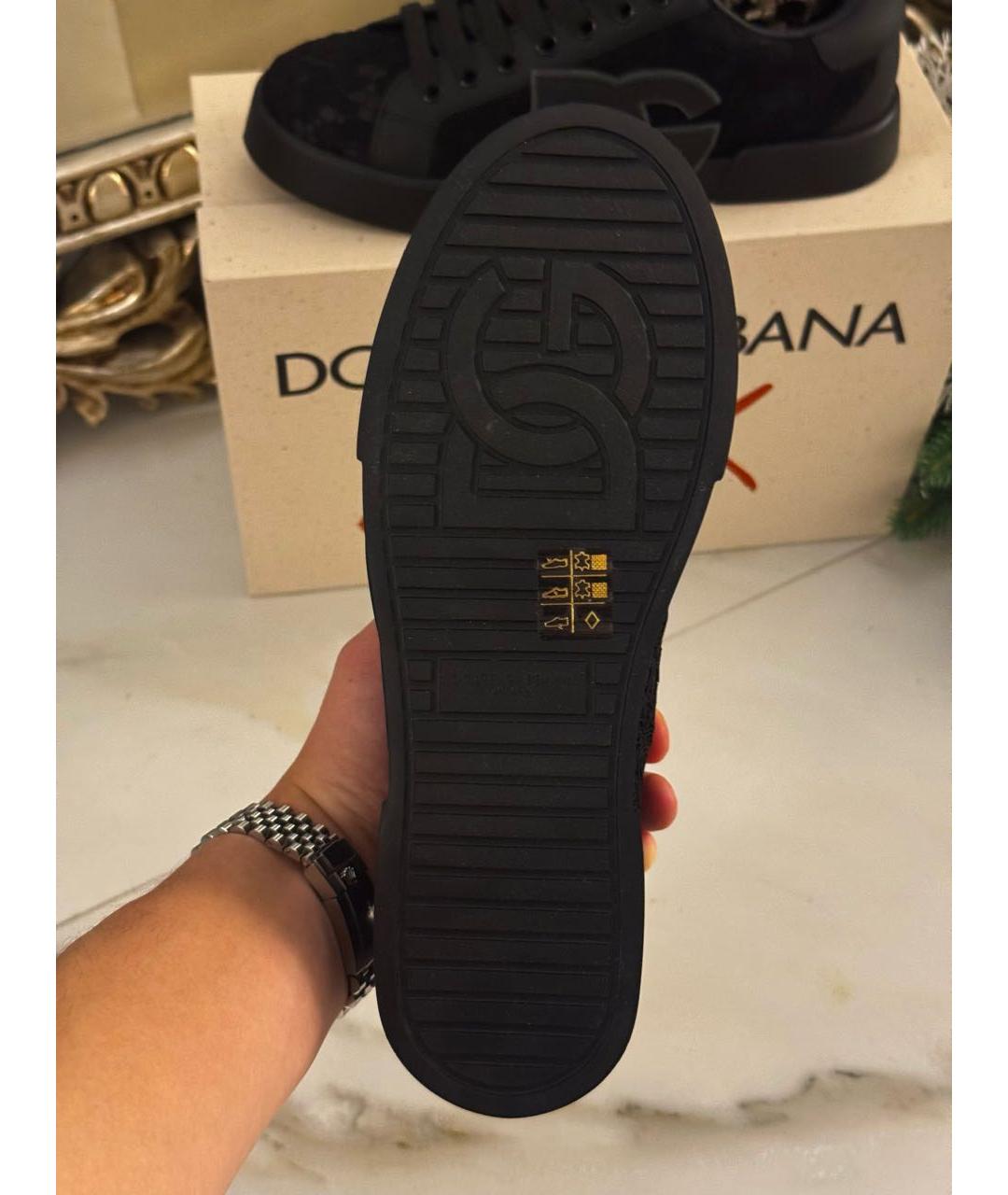 DOLCE&GABBANA Черные кожаные кеды, фото 7