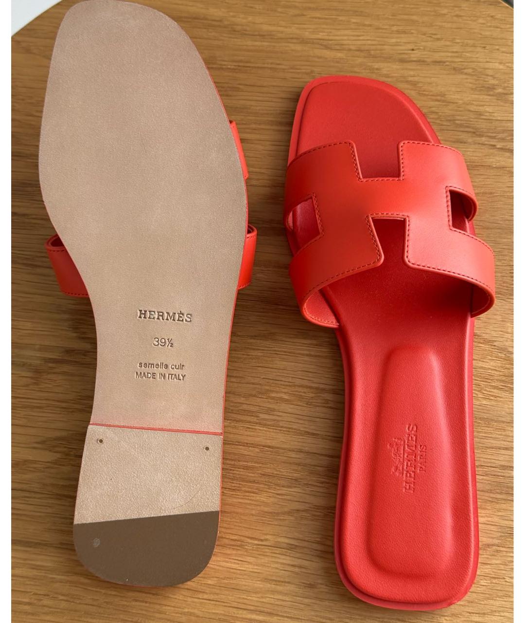 HERMES Красные кожаные сандалии, фото 4