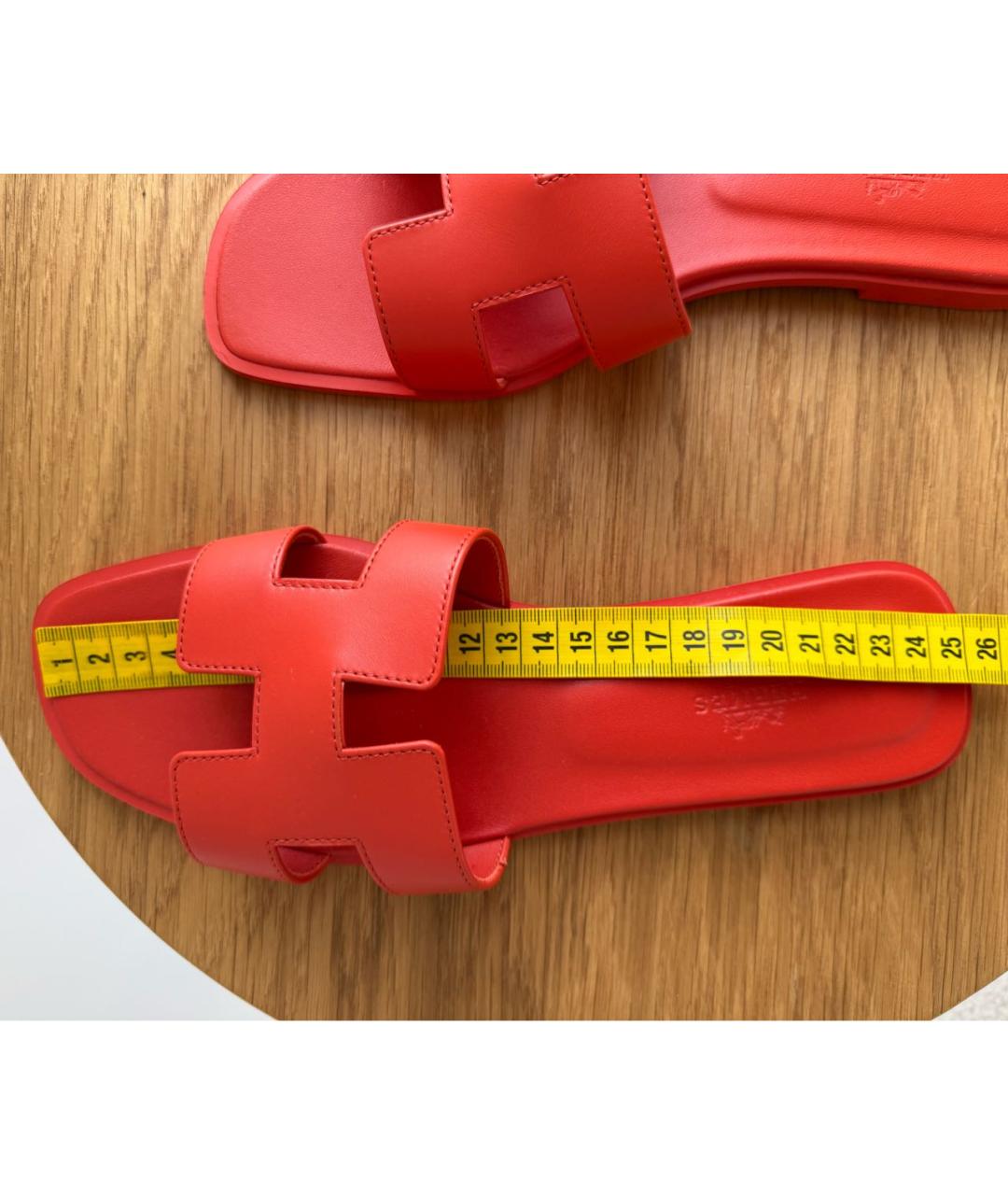 HERMES Красные кожаные сандалии, фото 5