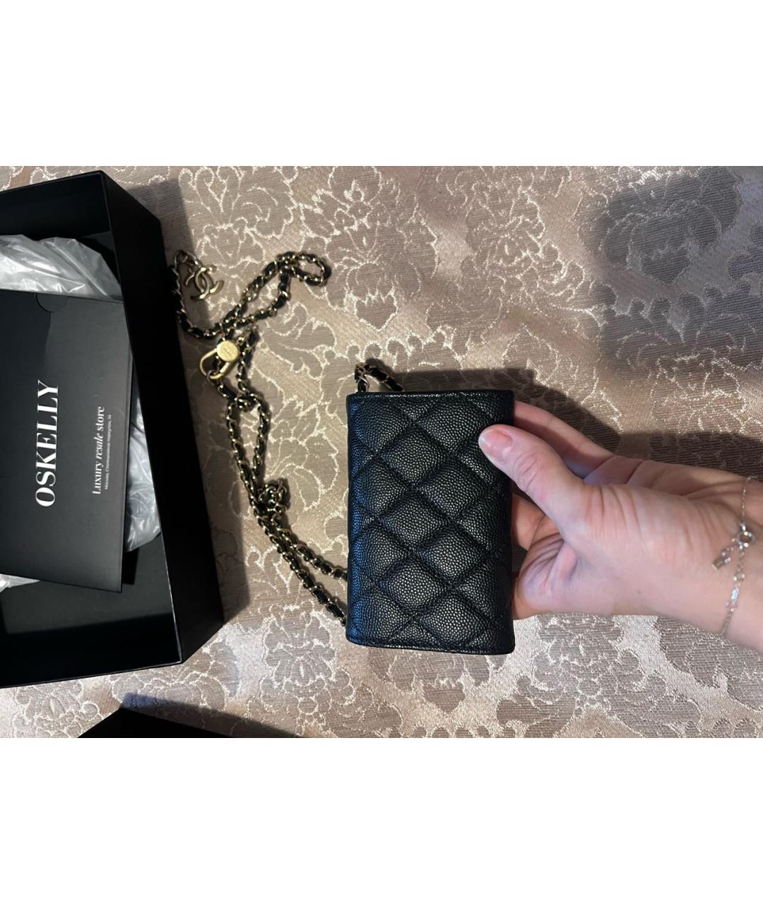 CHANEL Черная кожаная сумка через плечо, фото 3