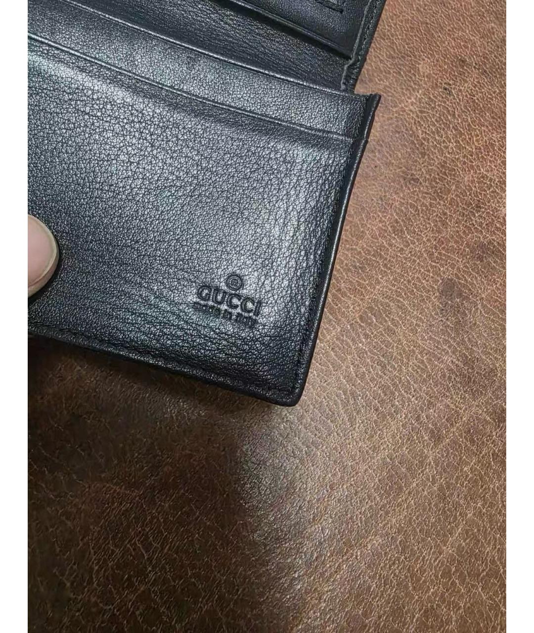 GUCCI Черный кожаный кошелек, фото 4
