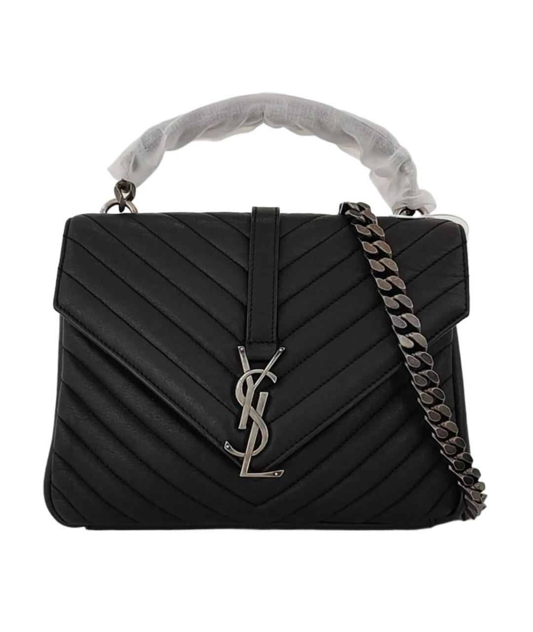 SAINT LAURENT Черная кожаная сумка через плечо, фото 9