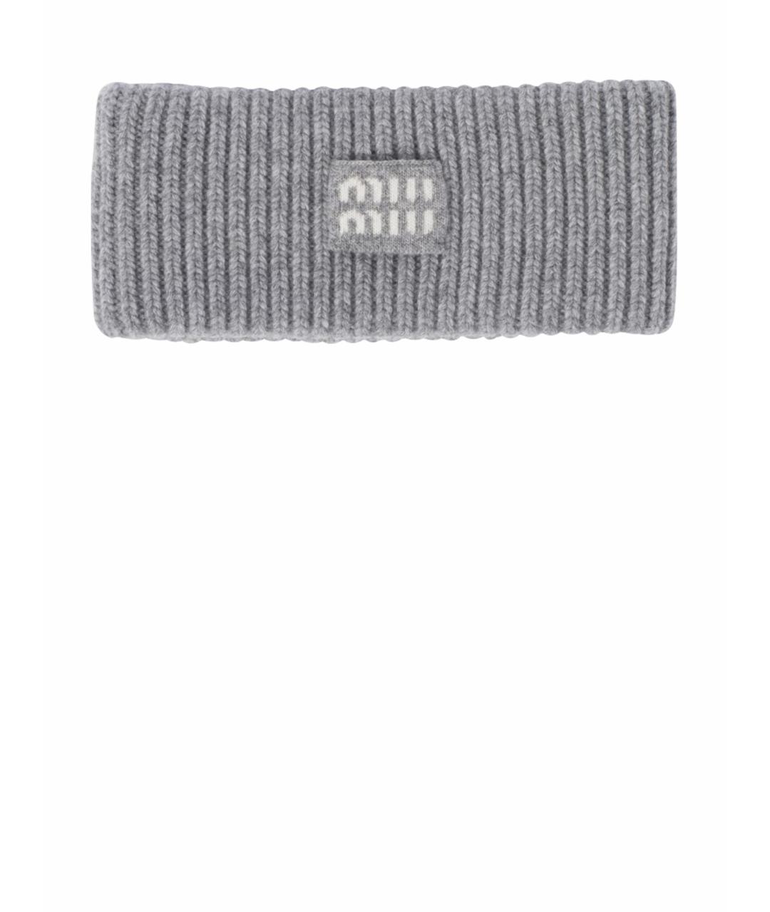 MIU MIU Серая шерстяная повязка на голову, фото 1