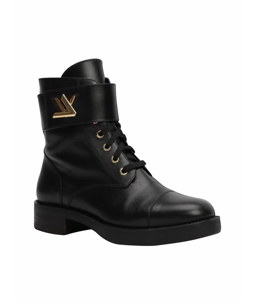 LOUIS VUITTON Черные кожаные ботинки, фото 1