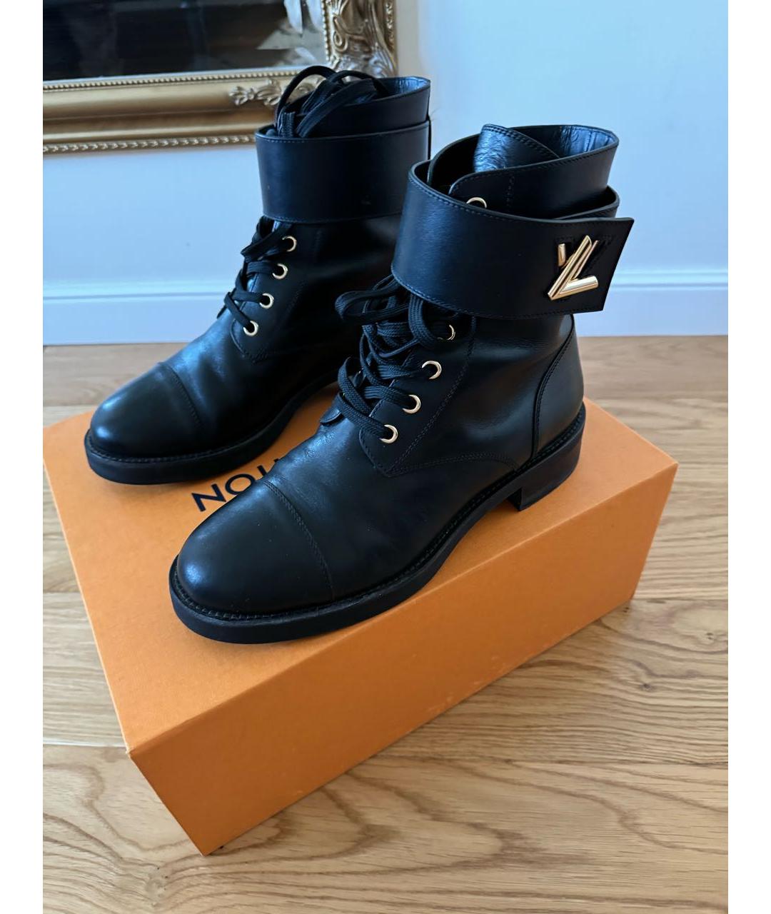 LOUIS VUITTON Черные кожаные ботинки, фото 4