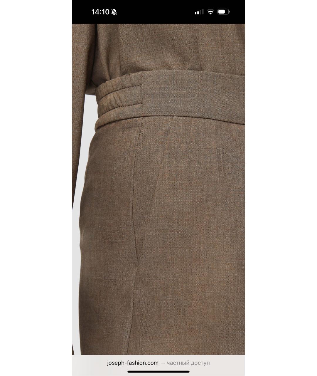 JOSEPH Коричневые шерстяные прямые брюки, фото 5