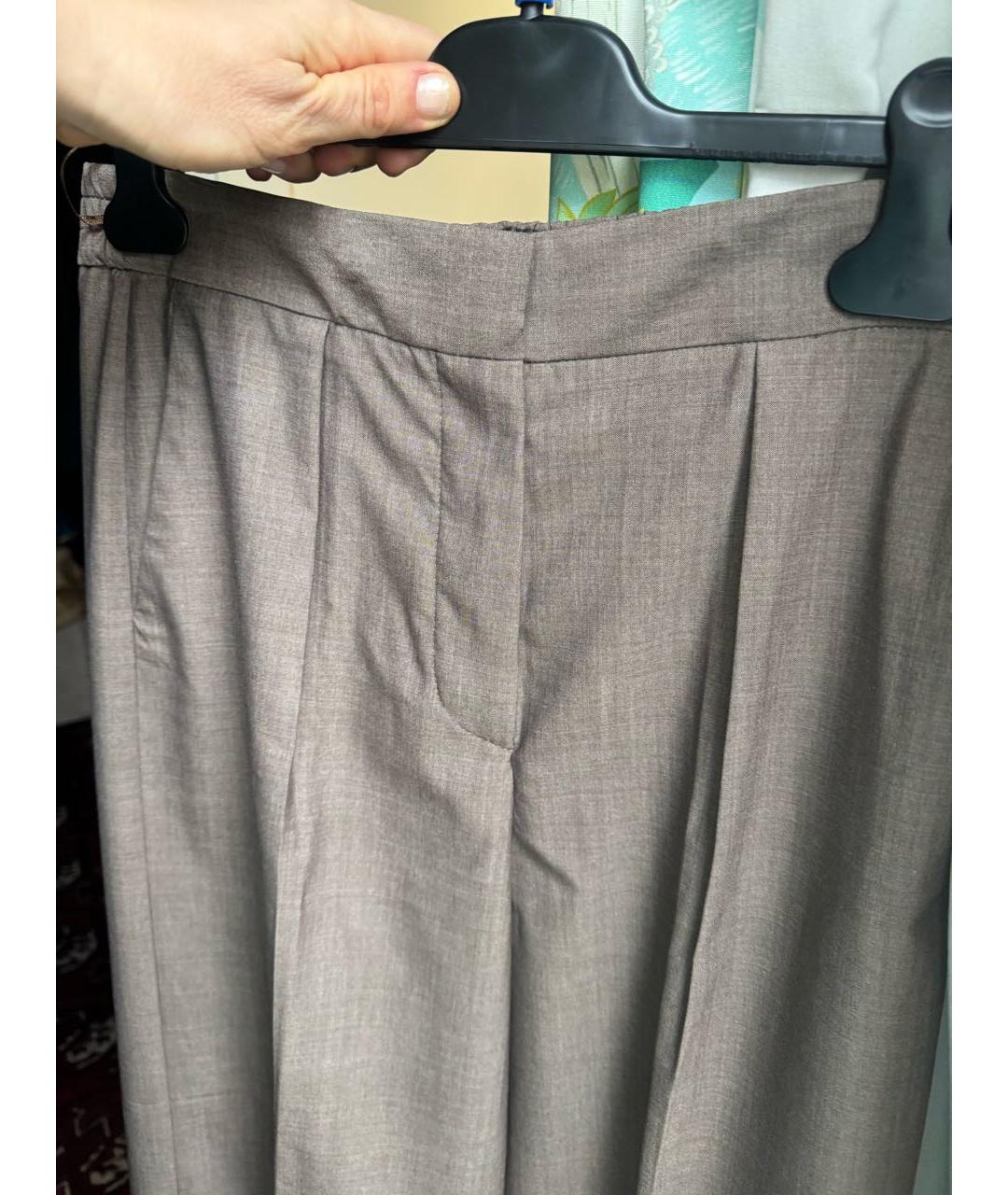 JOSEPH Коричневые шерстяные прямые брюки, фото 2