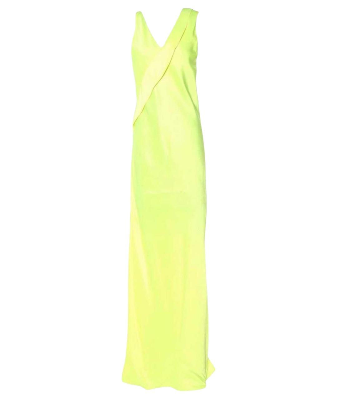 HELMUT LANG Желтое атласное повседневное платье, фото 1