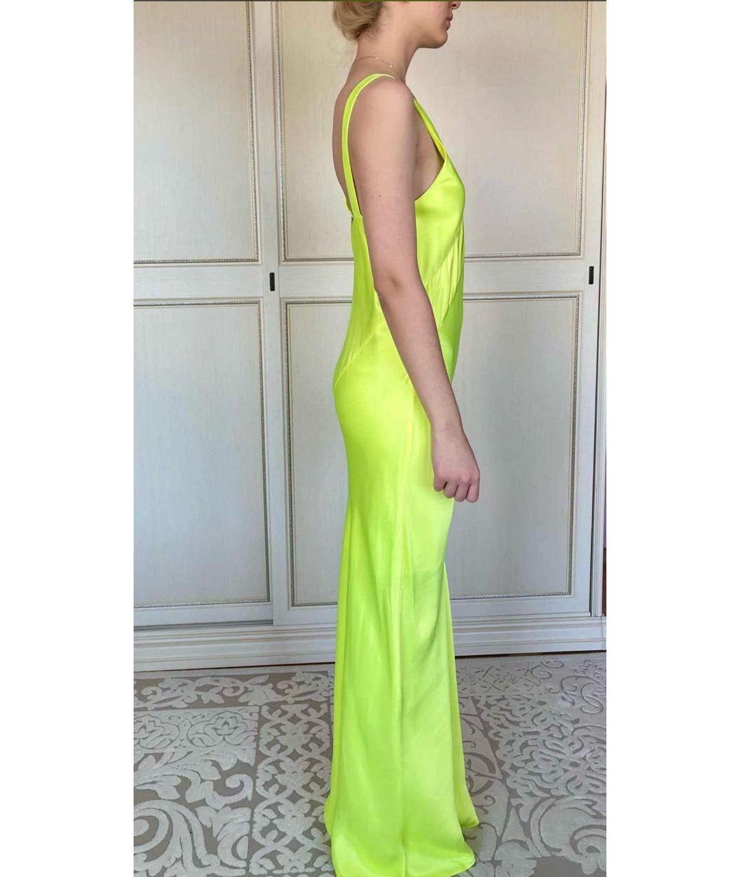 HELMUT LANG Желтое атласное повседневное платье, фото 4