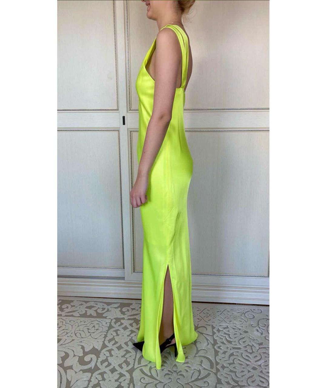 HELMUT LANG Желтое атласное повседневное платье, фото 5