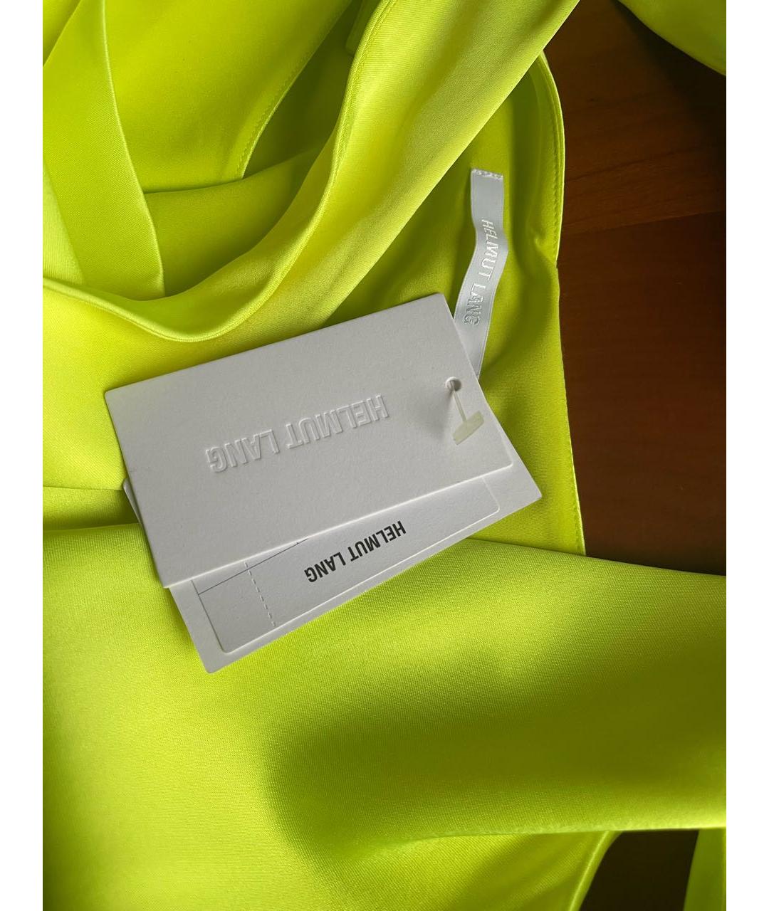 HELMUT LANG Желтое атласное повседневное платье, фото 6