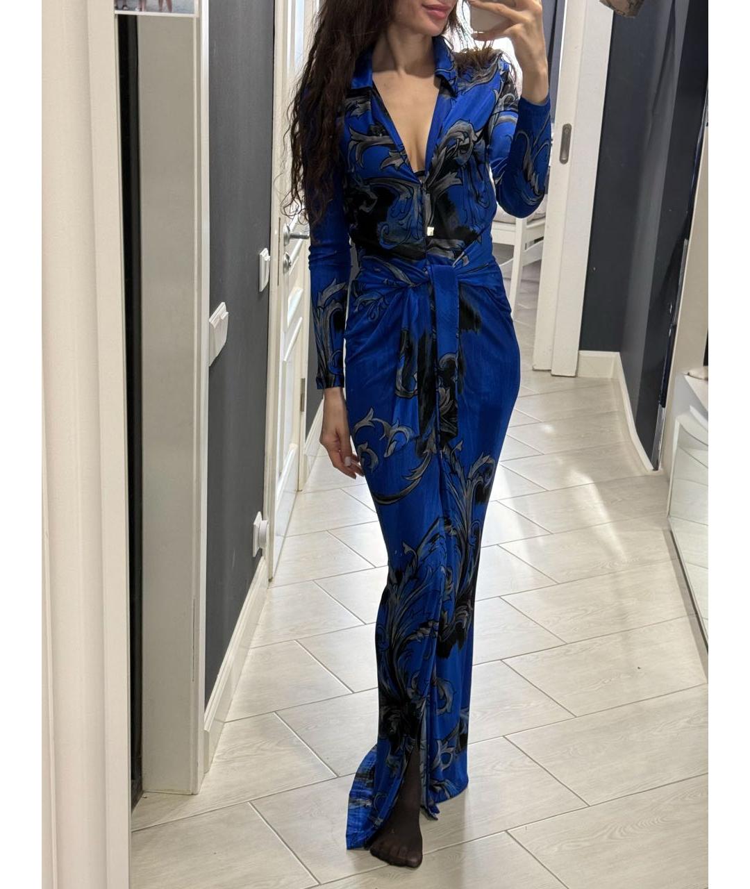 VERSACE Синее вискозное вечернее платье, фото 2